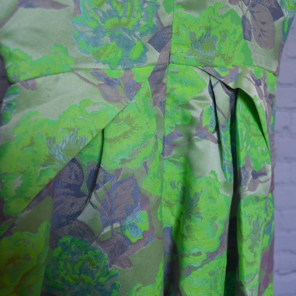 NWT TOPSHOP Jacquard Green Floral A- Line Dress - Picture 6 of 6